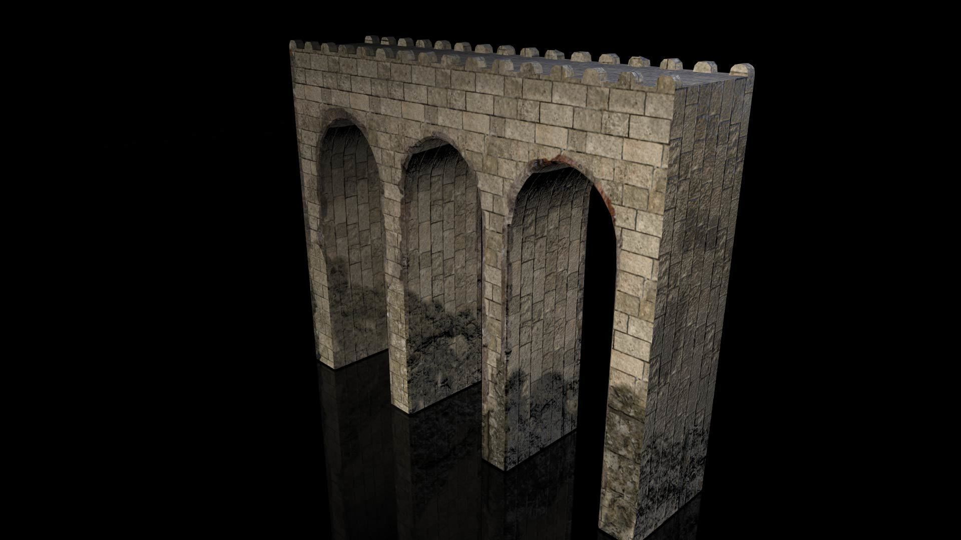Medieval Bridge Low-poly 3D model_2