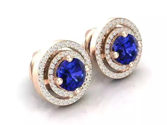 Round halo diamond earrings for woman