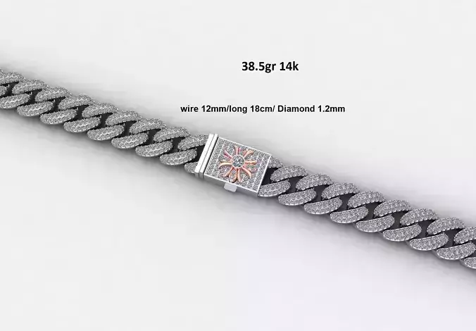 Diamond cuban chain link with chopard symbol  width 12mm 3D print model