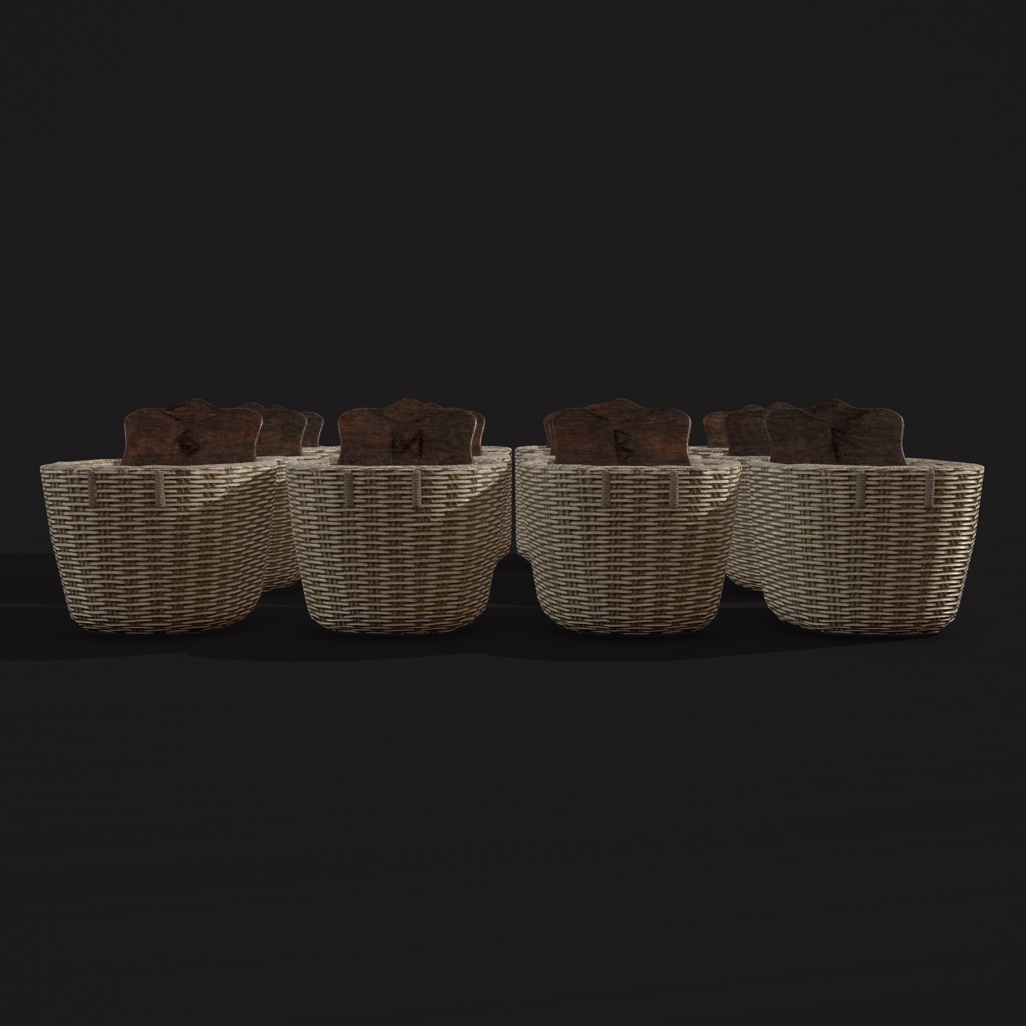 Medieval Spice Baskets Low-poly 3D model_12