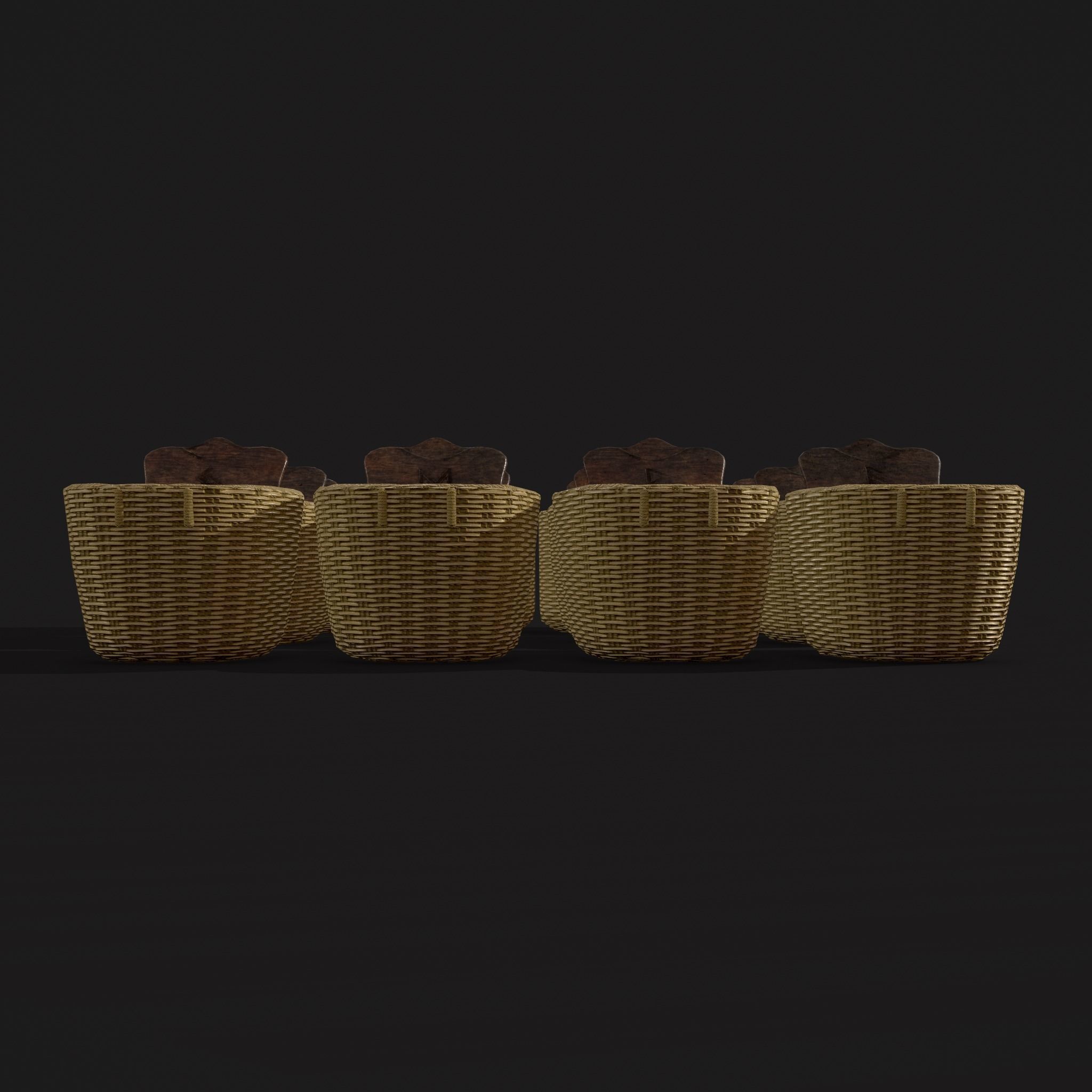 Medieval Spice Baskets Low-poly 3D model_13