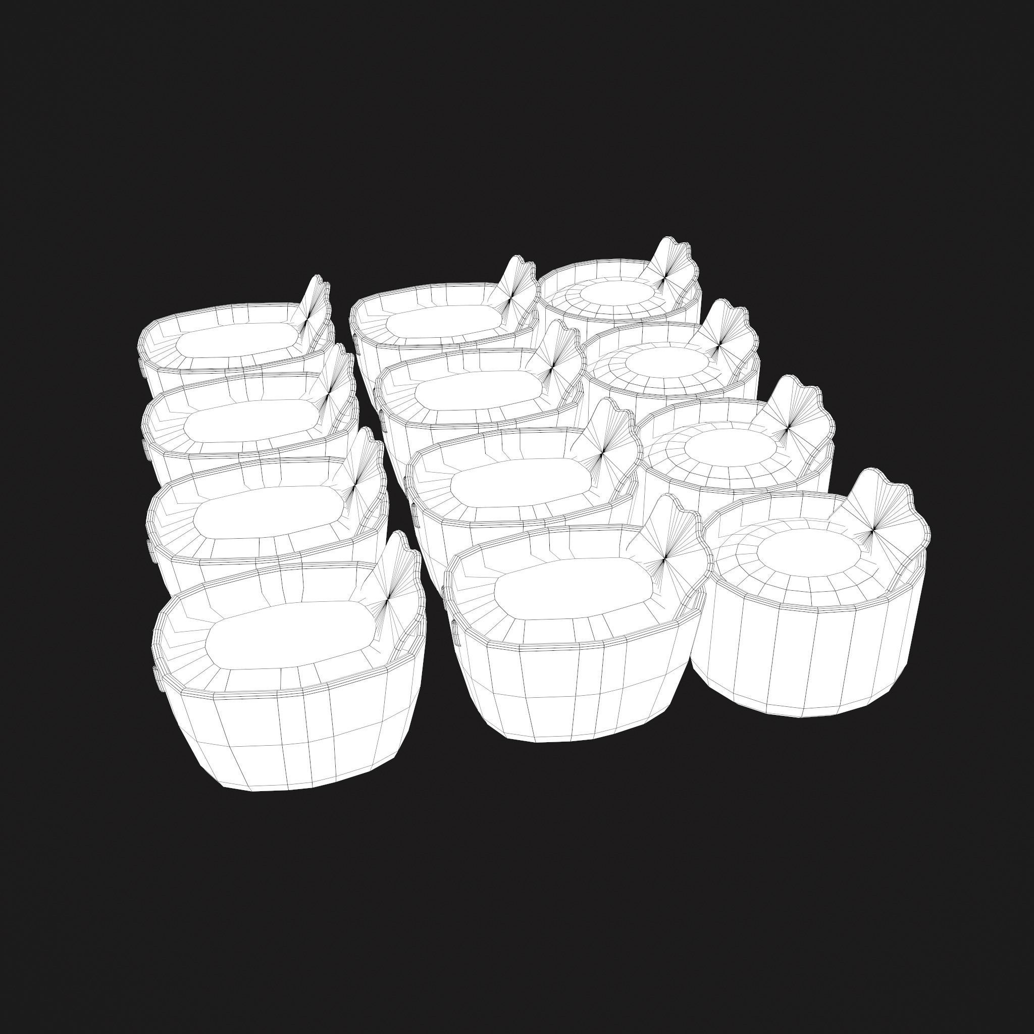 Medieval Spice Baskets Low-poly 3D model_29