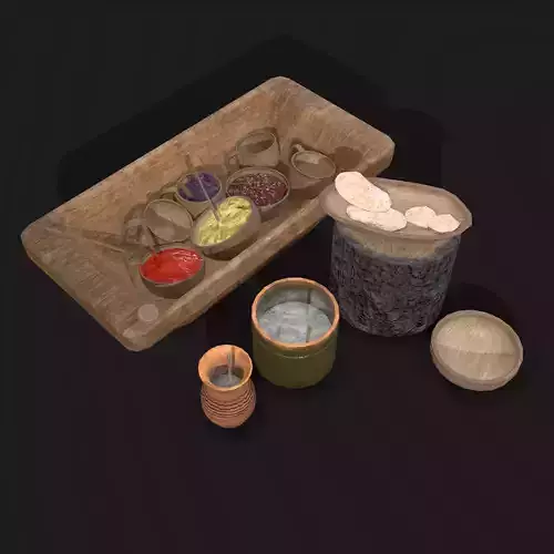 Medieval Bowls of Food Low-poly 3D model