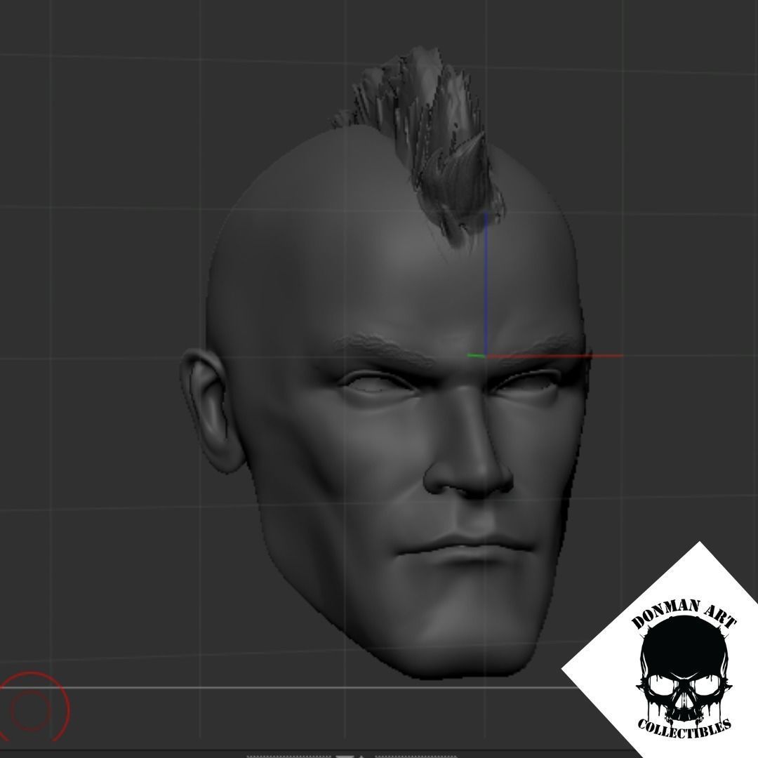 The Punk Head for 6 inch action figures 3D print model_4