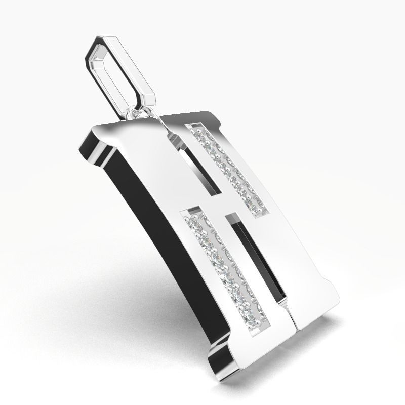 H SCRIPT DIAMOND PENDANT 3D print model_11