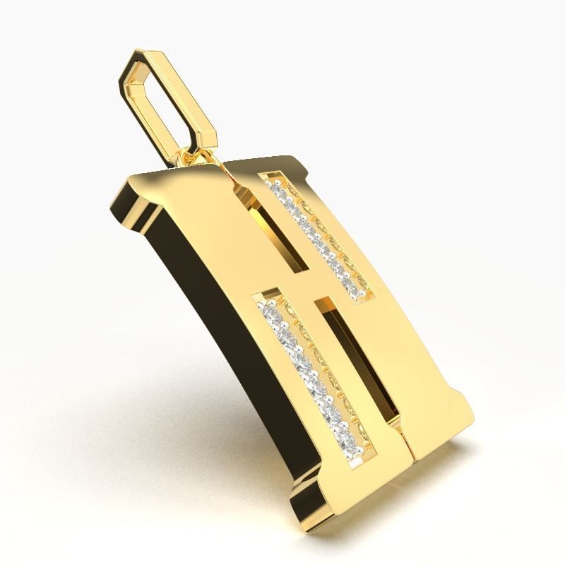 H SCRIPT DIAMOND PENDANT 3D print model_4