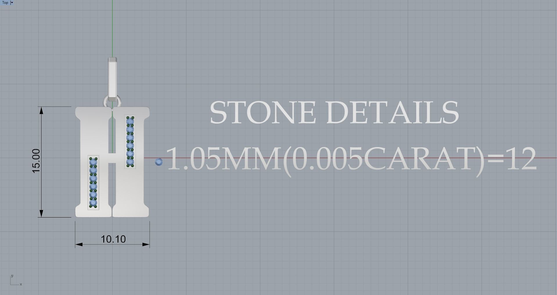 H SCRIPT DIAMOND PENDANT 3D print model_6