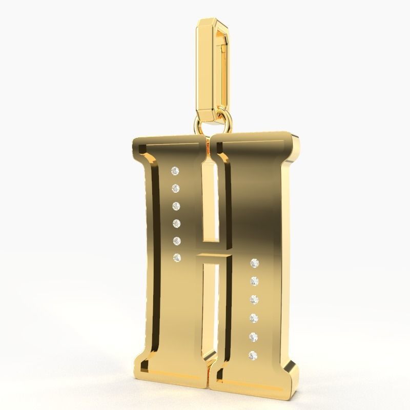 H SCRIPT DIAMOND PENDANT 3D print model_1