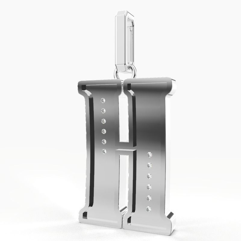 H SCRIPT DIAMOND PENDANT 3D print model_8