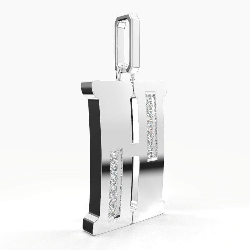 H SCRIPT DIAMOND PENDANT 3D print model_10