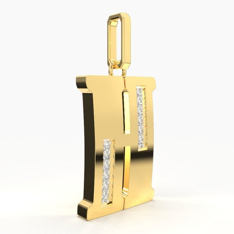 H SCRIPT DIAMOND PENDANT 3D print model_2