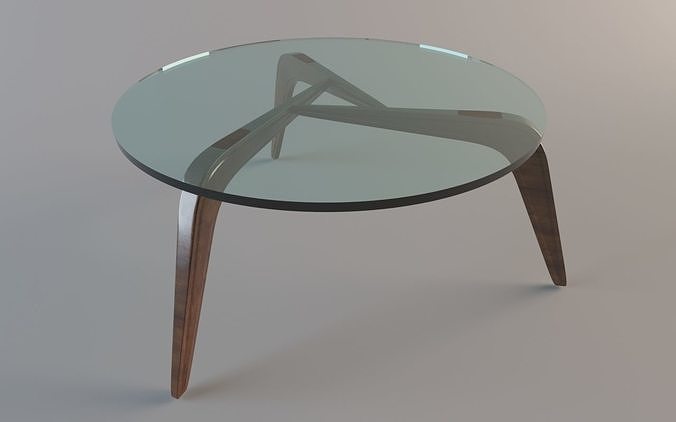 table with glass top and metal legs 3D model 5