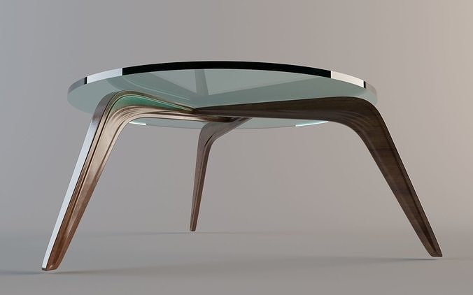table with glass top and metal legs 3D model 4