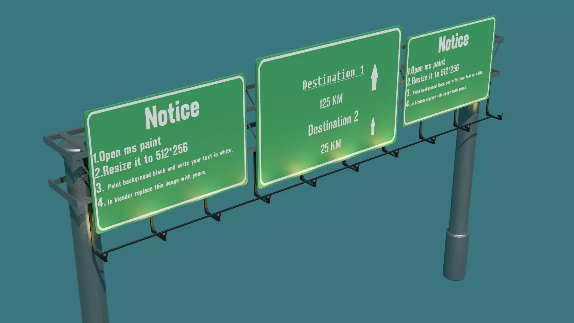 Highway Signboards Free low-poly 3D model_0