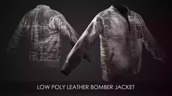 Rugged Leather Bomber Jacket - PBR - Low poly