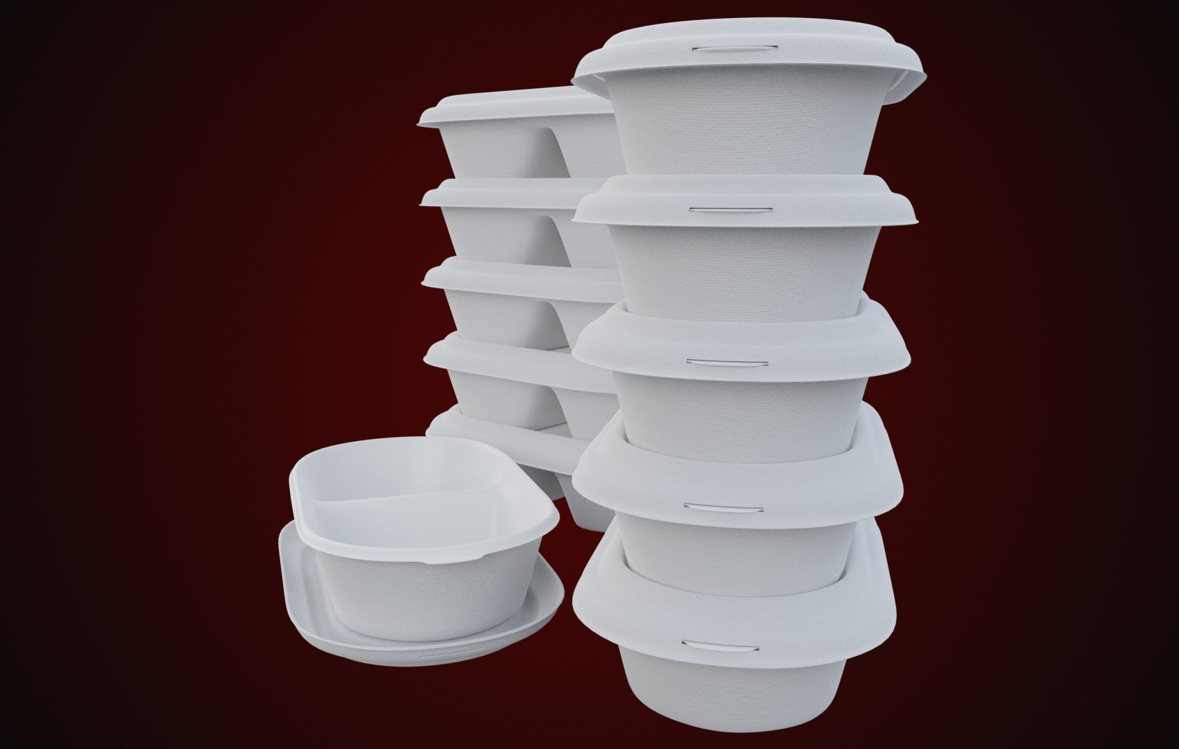 Styrofoam Disposable - Food Container 3D model_2