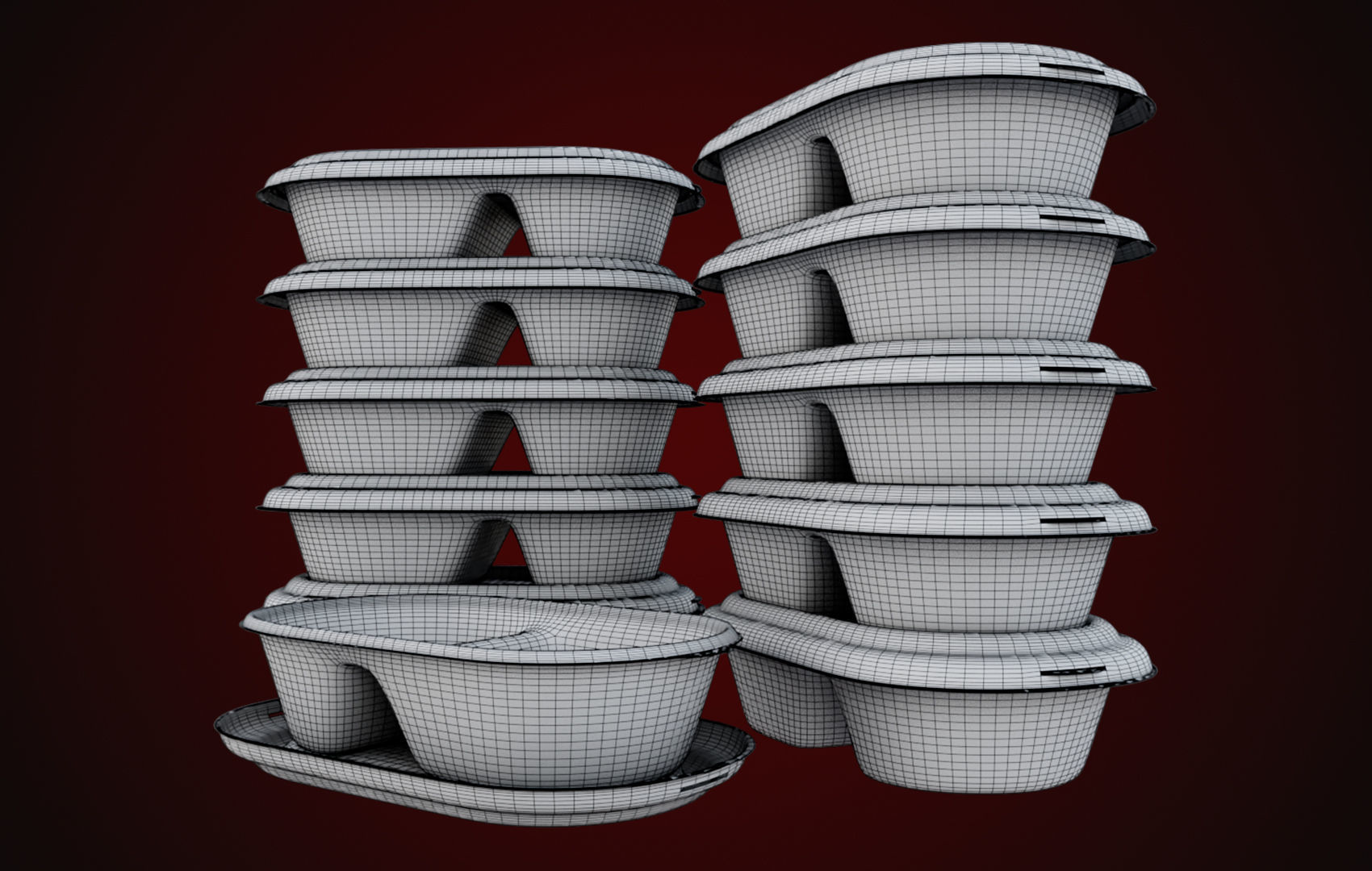 Styrofoam Disposable - Food Container 3D model_14