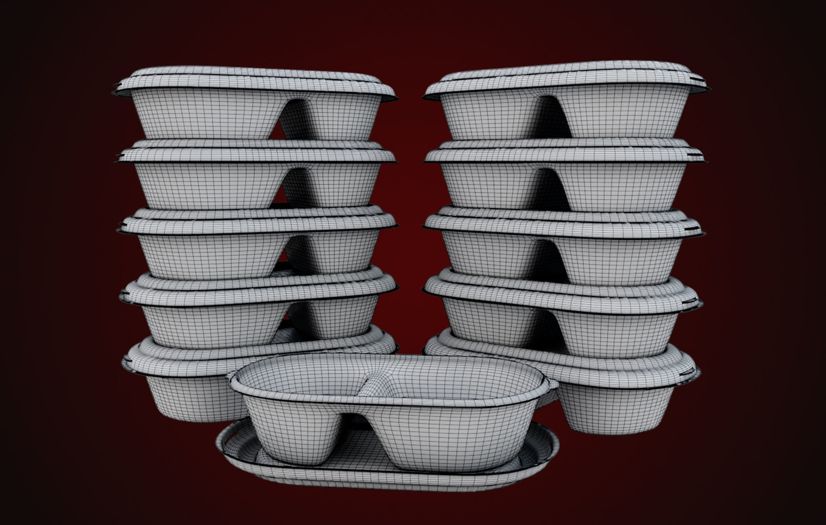 Styrofoam Disposable - Food Container 3D model_27