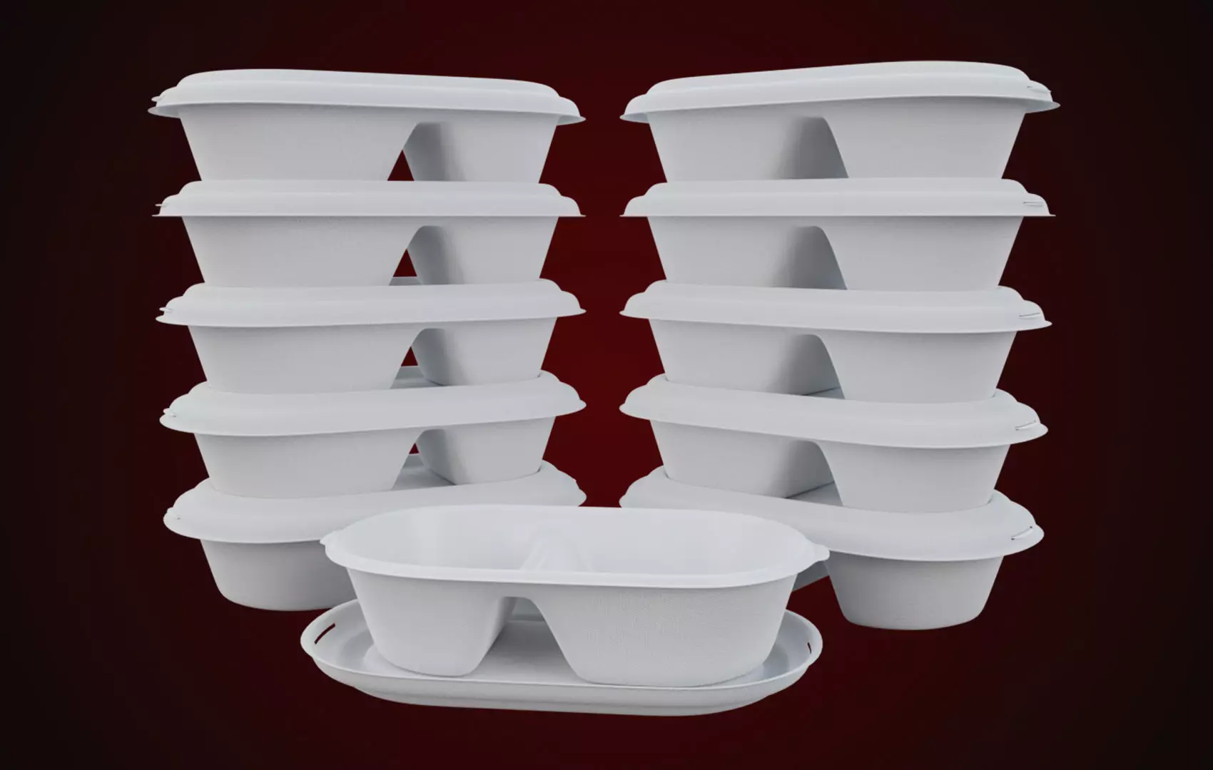 Styrofoam Disposable - Food Container 3D model_0