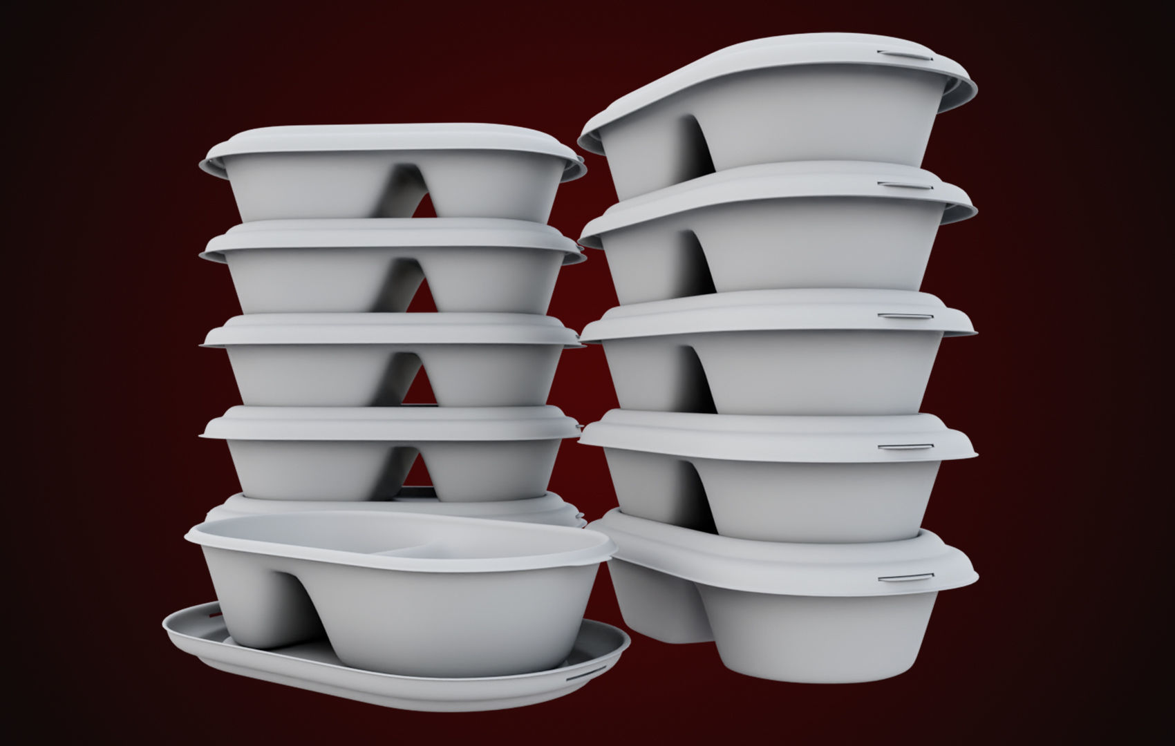 Styrofoam Disposable - Food Container 3D model_17