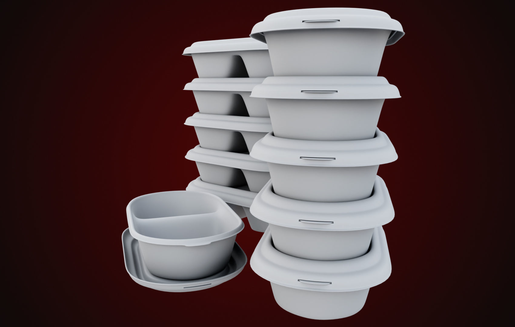 Styrofoam Disposable - Food Container 3D model_20