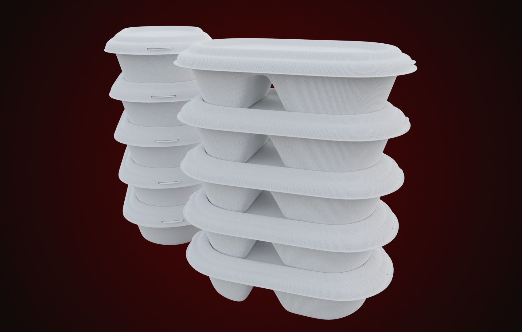 Styrofoam Disposable - Food Container 3D model_8