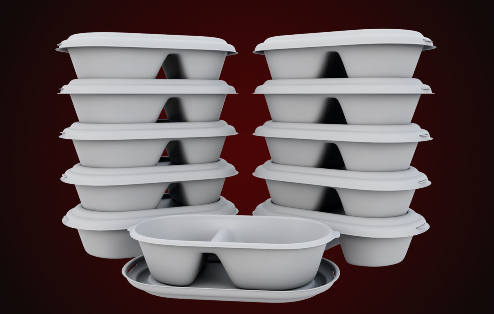 Styrofoam Disposable - Food Container 3D model_12