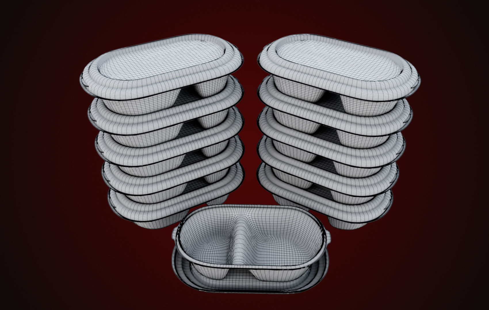 Styrofoam Disposable - Food Container 3D model_24