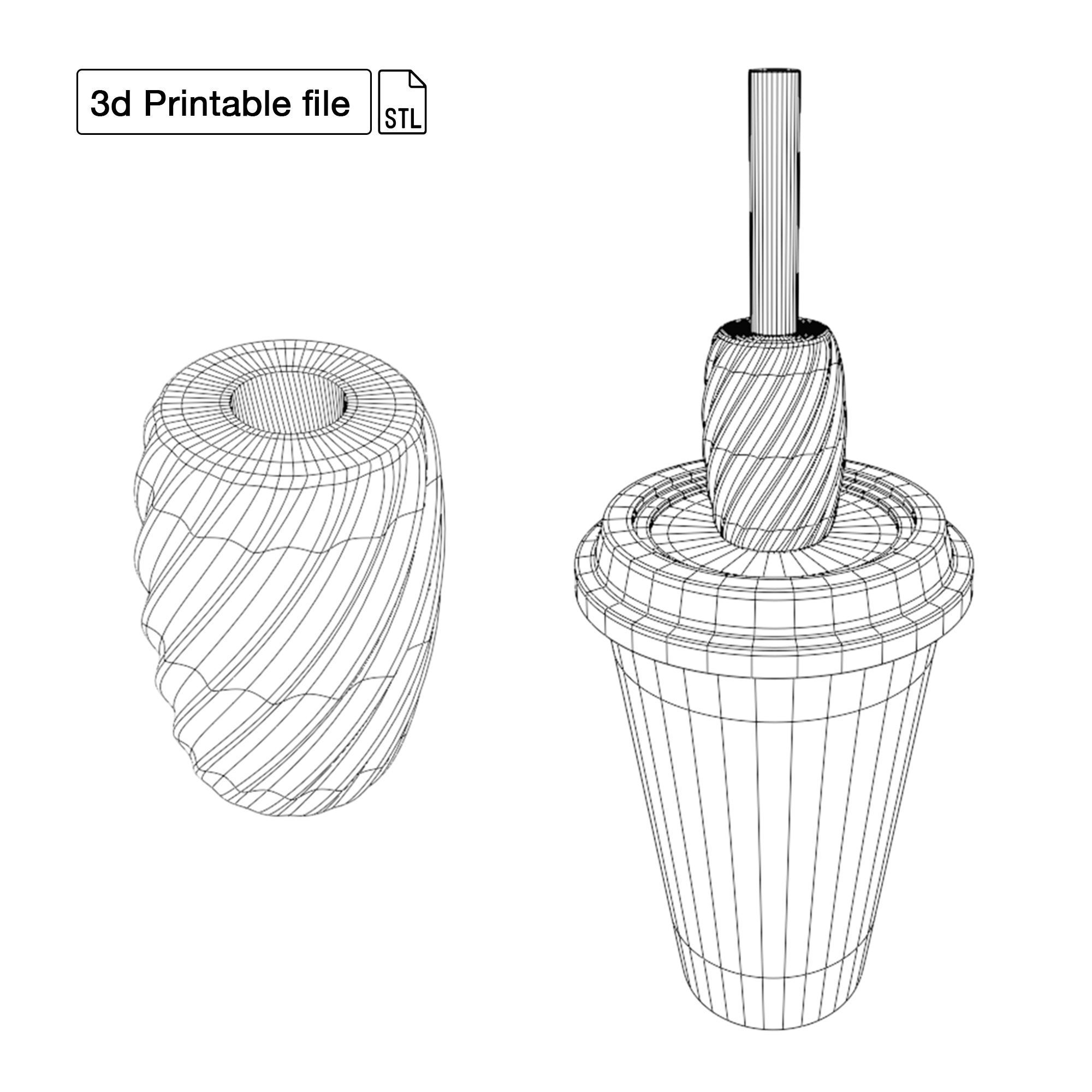 Stl file of Straw topper D1 Spiral Design for 3d printing 3D print model_4