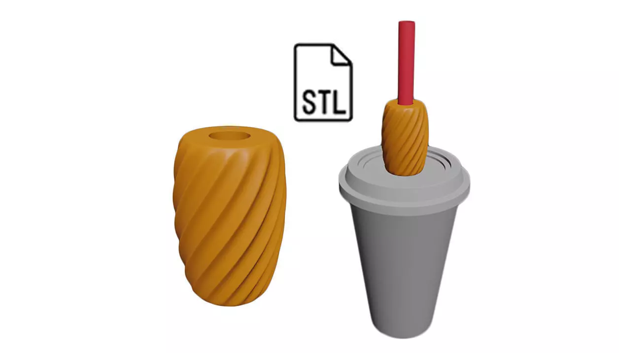 Stl file of Straw topper D1 Spiral Design for 3d printing 3D print model_0