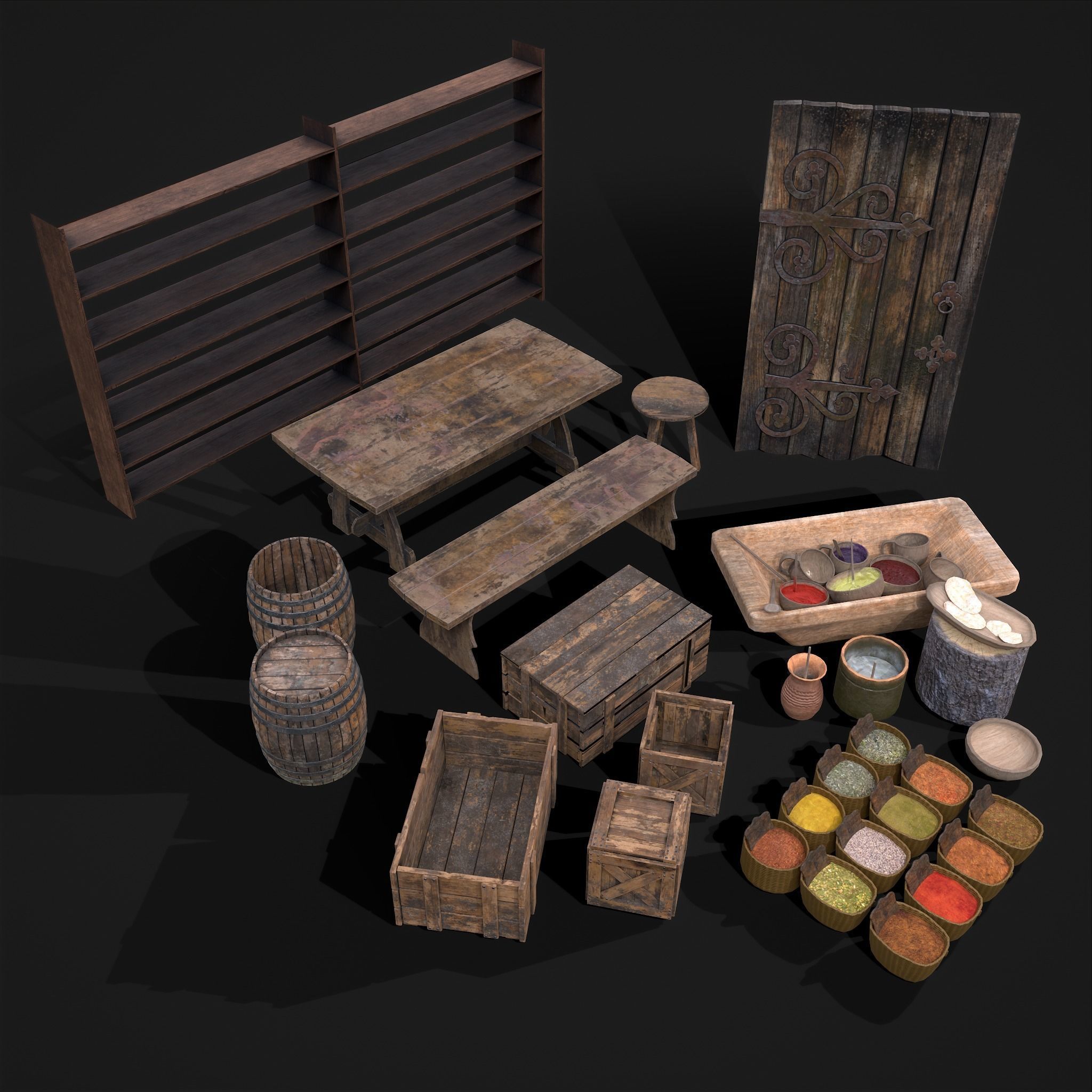 Medieval Exterior Decor 3D Model Collection_10