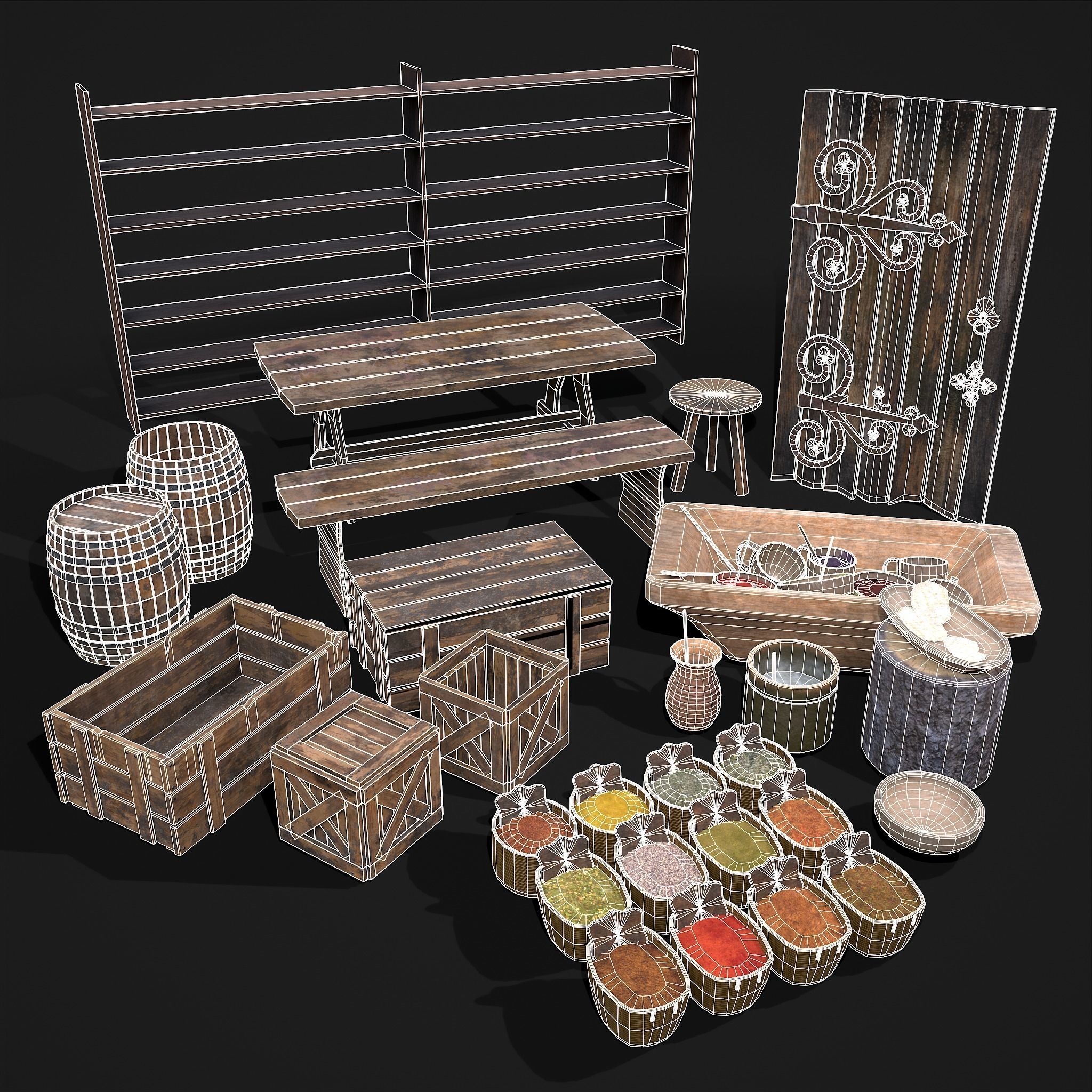 Medieval Exterior Decor 3D Model Collection_9
