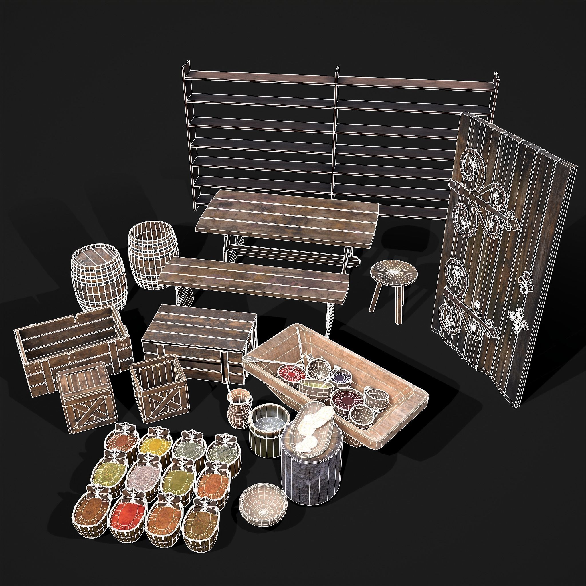 Medieval Exterior Decor 3D Model Collection_12