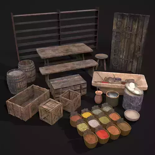 Medieval Exterior Decor 3D Model Collection