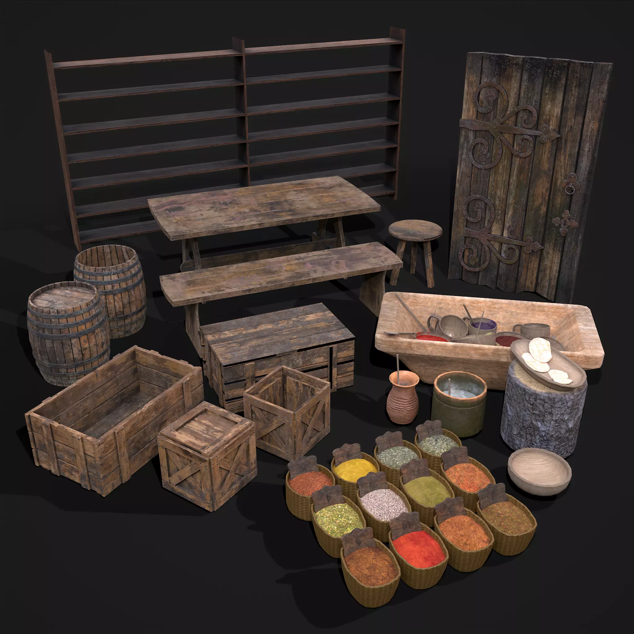 Medieval Exterior Decor 3D Model Collection_0