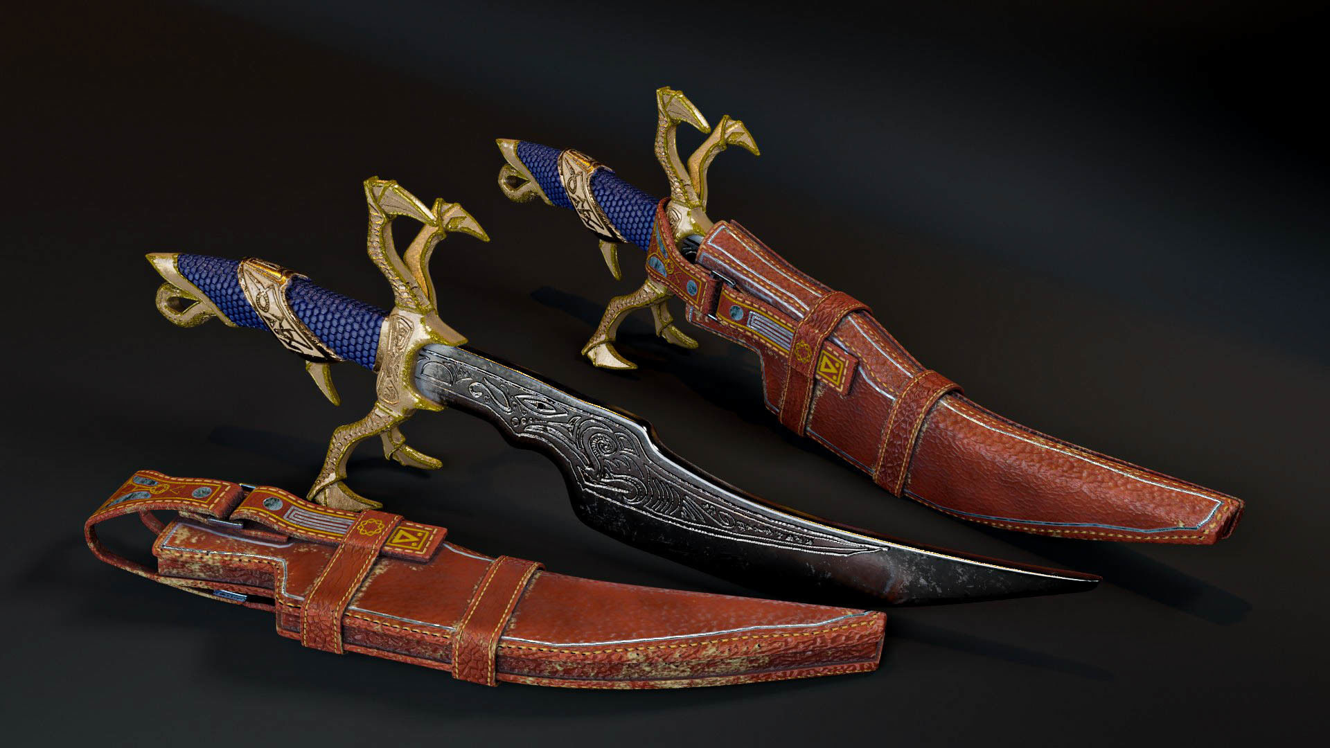 Game Ready Royal Dagger Low-poly 3D model_2