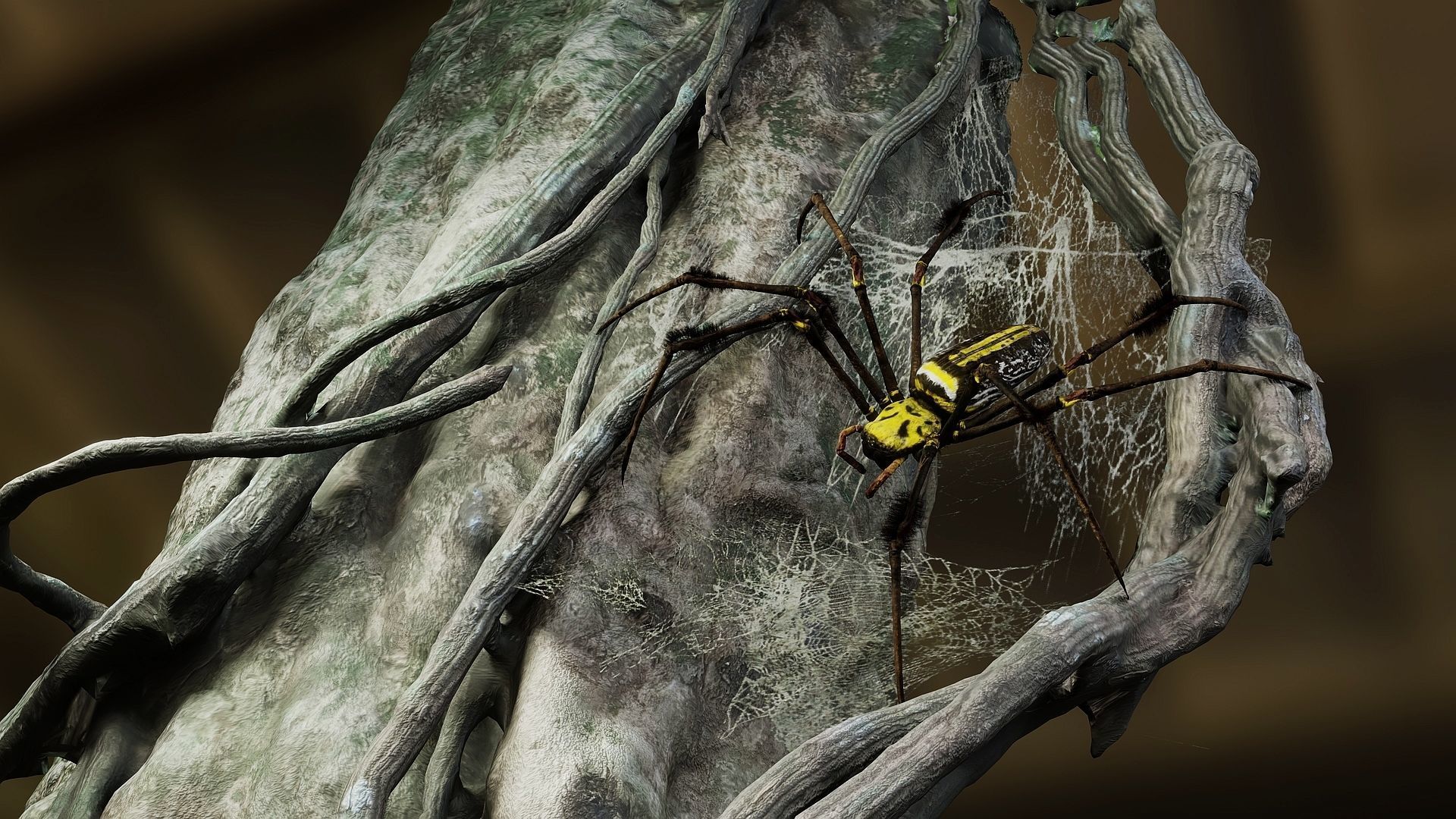 Trichonephila - Golden Silk Orb-weaver Low-poly 3D model_1