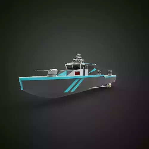 Patrol vessel blue black patrol boat