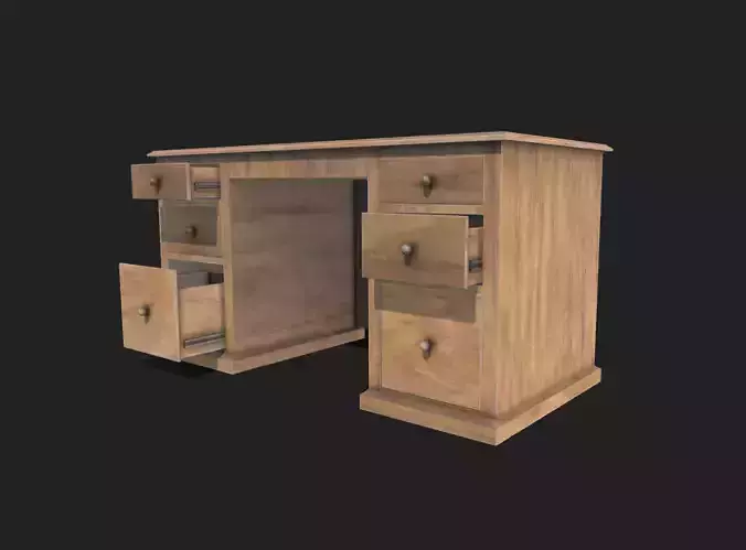 Vintage Desk Low-poly 3D model