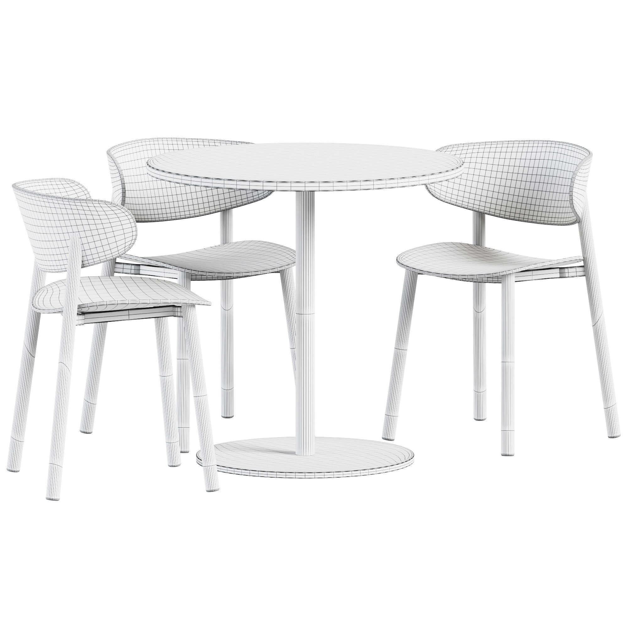 Table S 1123 D80 by Thonet and Chair Font by Wiesner-Hager 3D model_5