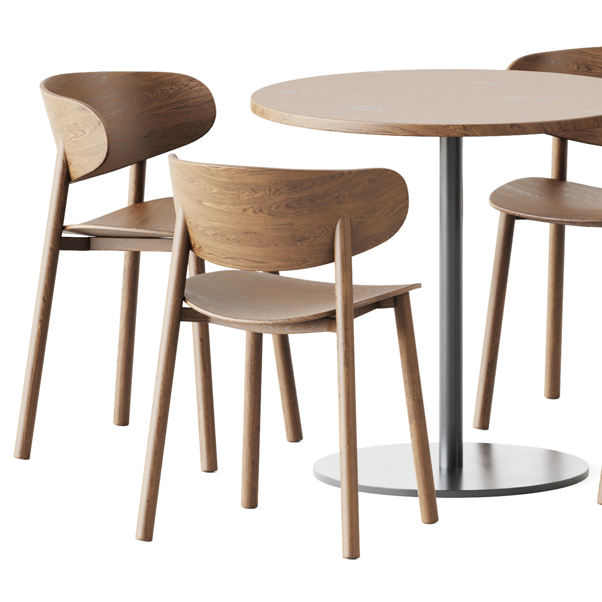 Table S 1123 D80 by Thonet and Chair Font by Wiesner-Hager 3D model_1