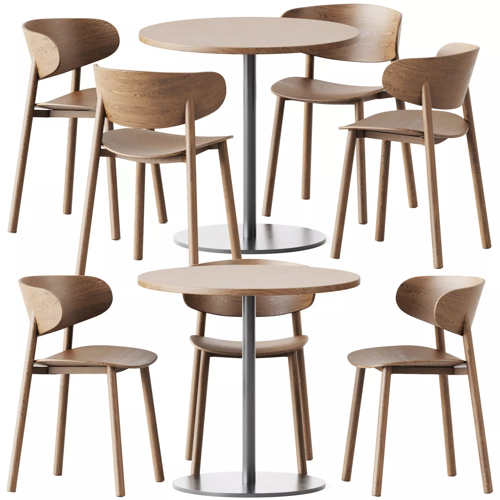 Table S 1123 D80 by Thonet and Chair Font by Wiesner-Hager 3D model_0