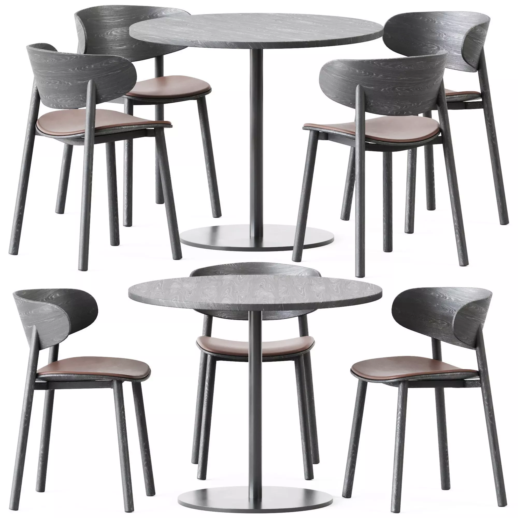 Table S 1123 D90 by Thonet and Font Chair Seat by Wiesner-Hager 3D model_0