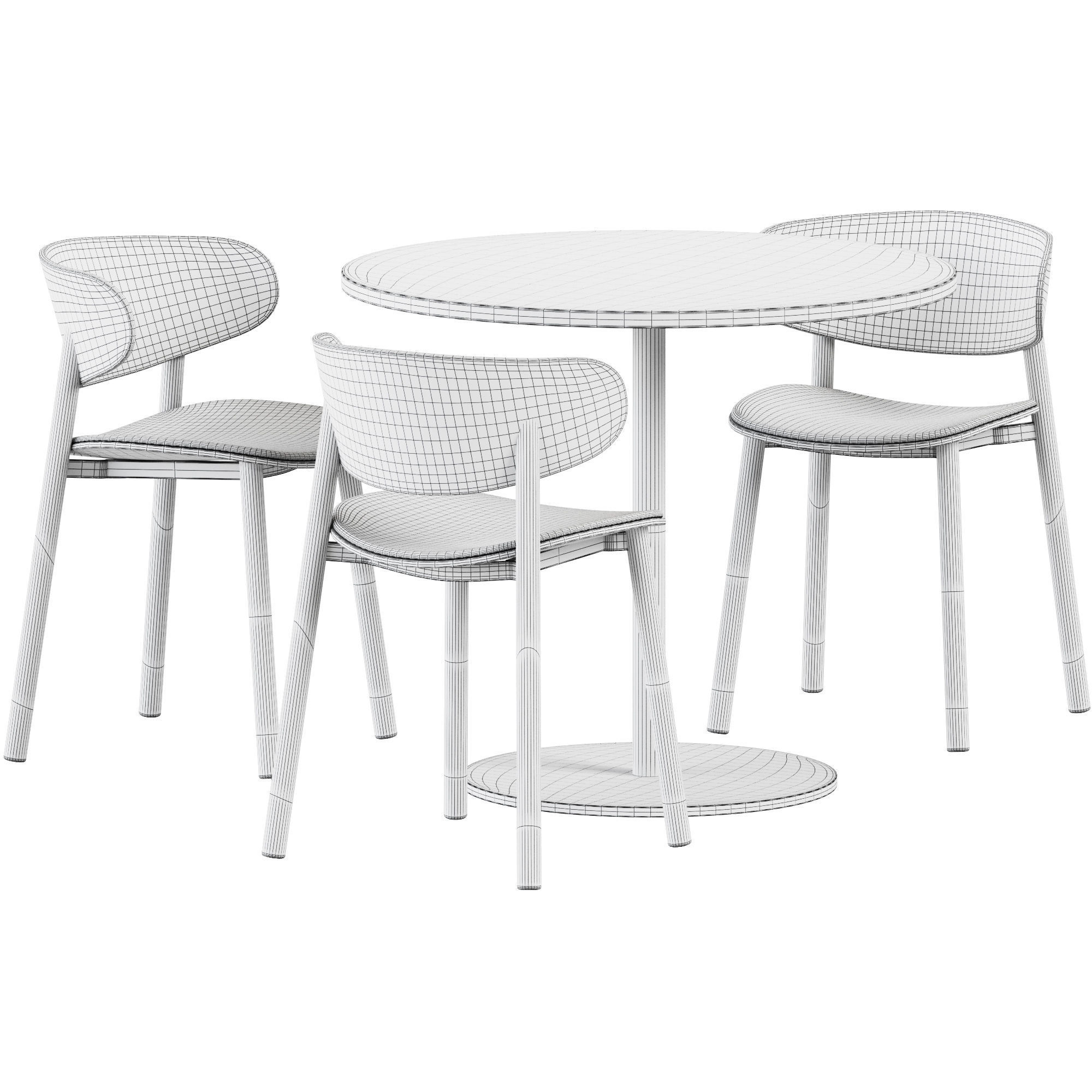 Table S 1123 D90 by Thonet and Font Chair Seat by Wiesner-Hager 3D model_5