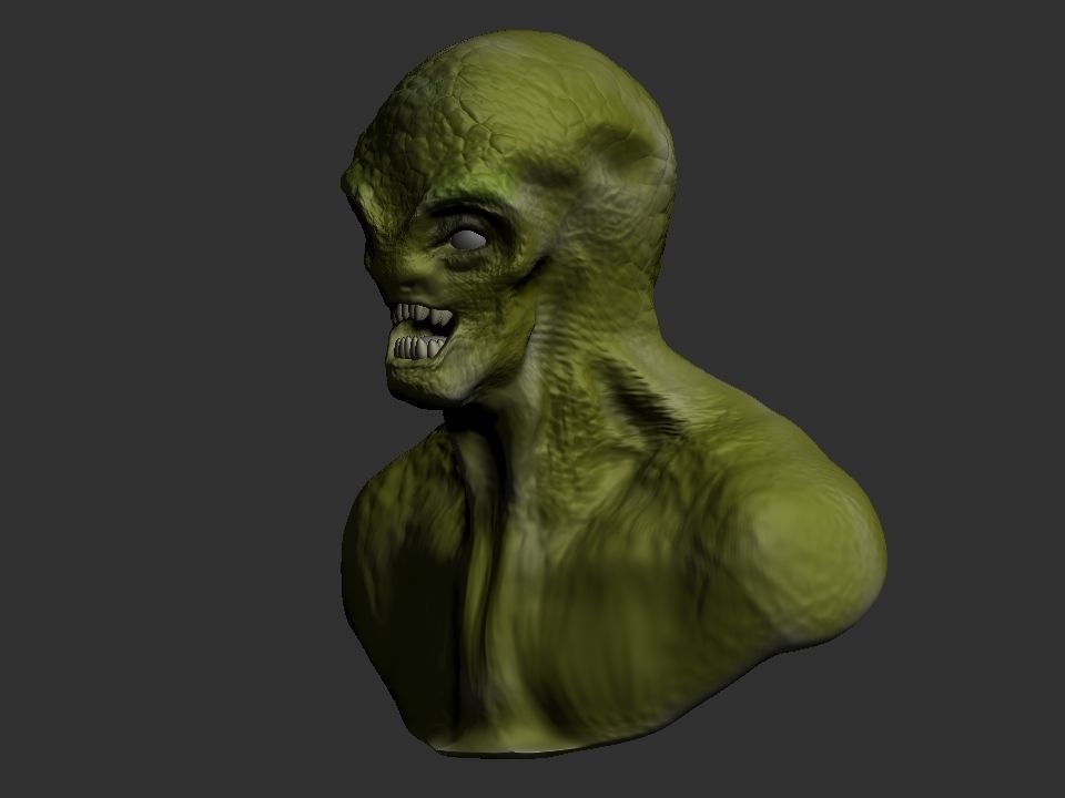 Reptilian Bust 3D print model_3