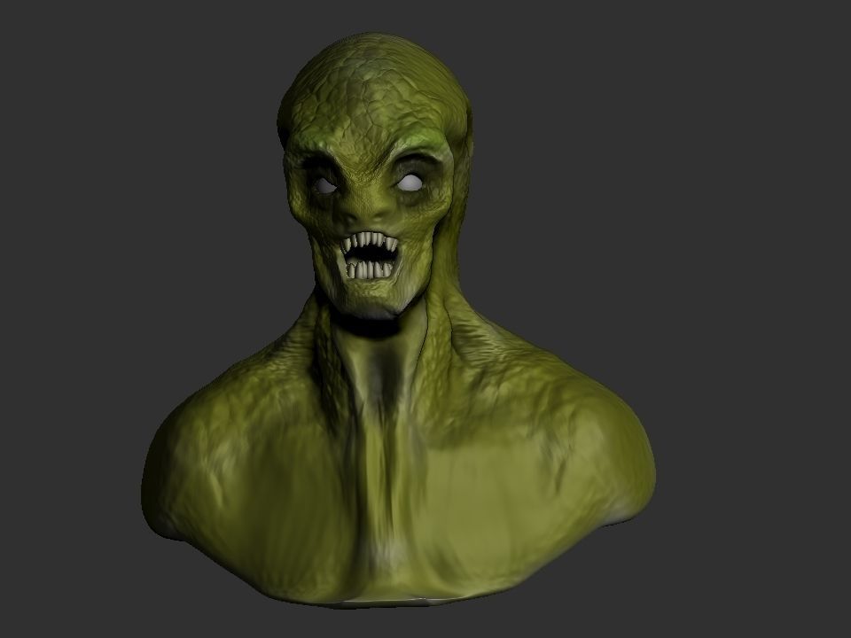 Reptilian Bust 3D print model_2