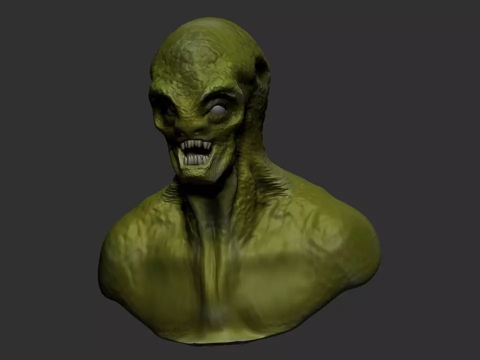 Reptilian Bust 3D print model_0