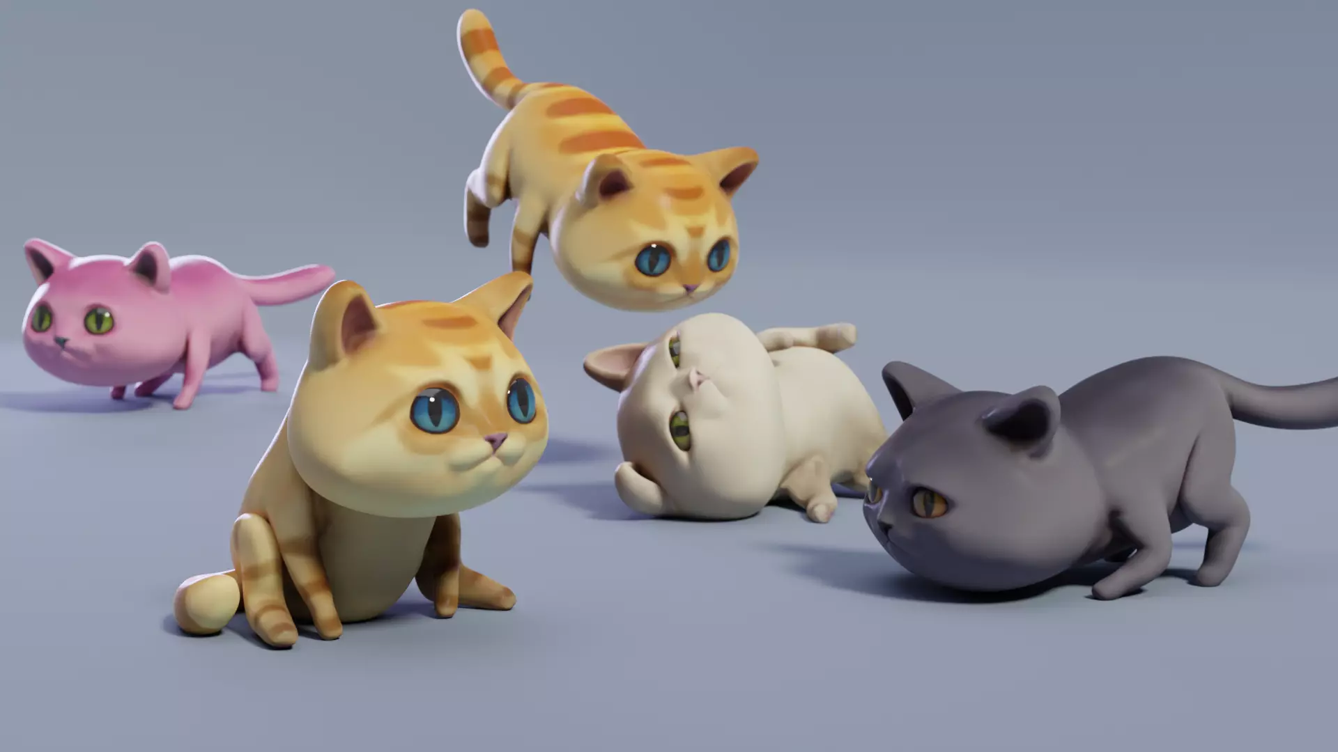 Cat low-poly cartoon Low-poly 3D model_0
