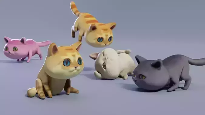 Cat low-poly cartoon Low-poly 3D model