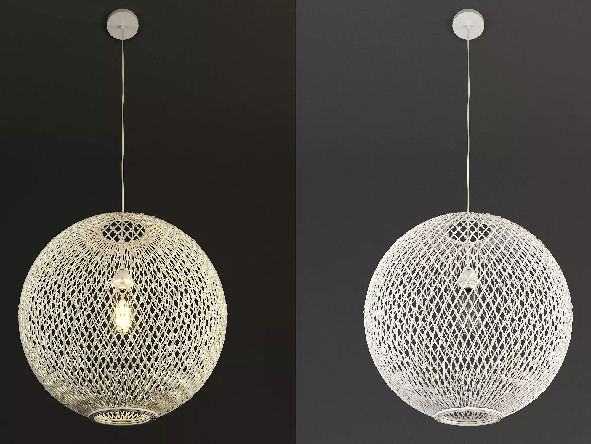 Rattan Pendant Light 3D model_0